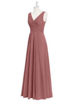 Azazie Flora Robes de demoiselle d'honneur Robe Trapèze en Mousseline de soie Plissée Rose Du Désert image9