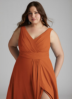 Azazie Karina Bridesmaid Dresses Cinnamon A-Line Pleated Chiffon Dress image16