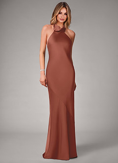 Azazie Velli Bridesmaid Dresses Auburn Mermaid Stretch Satin Dress image4