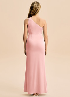 Azazie Akilah Junior Vestido de Rosa Empolvado de Satén Elástico de Corte Recto con Plisado image6