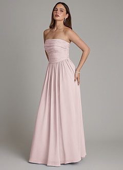 Azazie Andreina Brautjungfernkleider A-Linie Plissee Chiffon Kleid Zartrosa image4