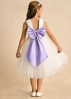 Azazie Dimple Abiti da Ragazza di Fiori Abito Principessa in Tulle Pizzo Avorio Lilla image1