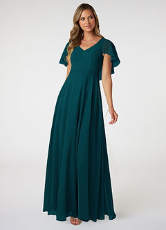 Azazie Jamie Bridesmaid Dresses Pine A-Line Chiffon Dress image1