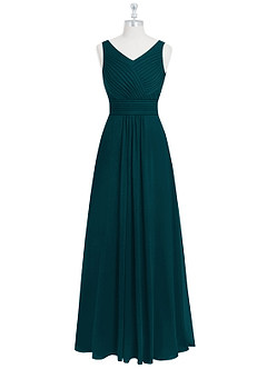 Azazie Pierrette Bridesmaid Dresses Pine A-Line Pleated Chiffon Dress image7