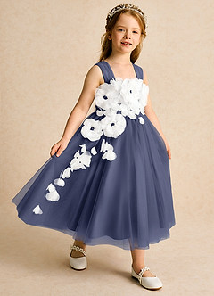 Azazie Dovey Flower Girl Dresses Stormy Ball-Gown Bow Tulle Dress image6