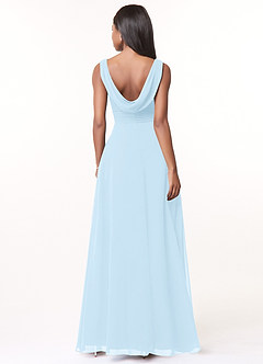 Azazie Karina Bridesmaid Dresses Sky Blue A-Line Pleated Chiffon Dress image2