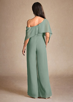 Azazie Halima Mother of the Bride Dresses Silver Sage Jumpsuit/Pantsuit Side Slit Chiffon Dress image3