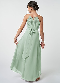 Azazie Oaklynn Junior Agave A-Line Pleated Chiffon Dress image3
