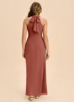 Azazie Doretta Junior Vestido de Castaño de Gasa de Corte Recto con Plisado image2