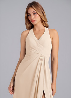 Azazie Dorota Bridesmaid Dresses White Alabaster A-Line Pleated Chiffon Dress image6