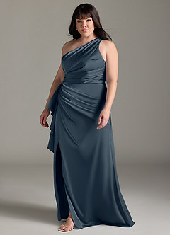 Azazie Maive Bridesmaid Dresses Twilight Sheath Ruched Stretch Satin Dress image9