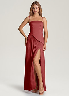 Azazie Tierney Bridesmaid Dresses Rust A-Line Strapless Chiffon Convertible Dress image3