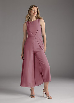 Azazie Anitta Mother of the Bride Dresses Vintage Mauve Jumpsuit/Pantsuit Pleated Stretch Crepe Dress image2