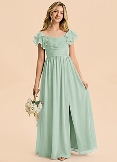 Azazie Anaya Junior Agave A-Line Sweetheart Neckline Chiffon Dress image5