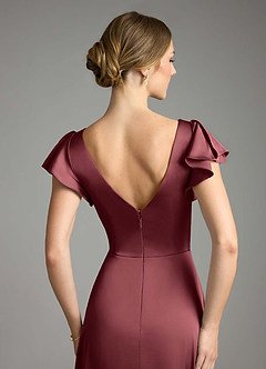 Azazie Omari Bridesmaid Dresses Merlot A-Line Stretch Satin Dress image7