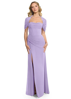 Azazie Zia Bridesmaid Dresses Lilac Sheath Side Slit Chiffon Convertible Dress image1