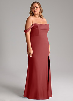Azazie Saige Bridesmaid Dresses Rust A-Line Off the Shoulder Chiffon Convertible Dress image12