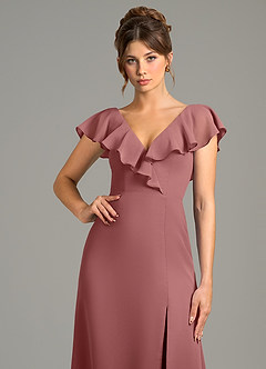 Azazie Kimmy Bridesmaid Dresses Amethyst A-Line Ruched Chiffon Dress image5
