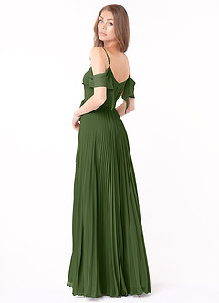 Azazie Lyney Jurken voor bruidsmeisjes Jurk van Chiffon met A-Lijn Off the Shoulder Olijf image4