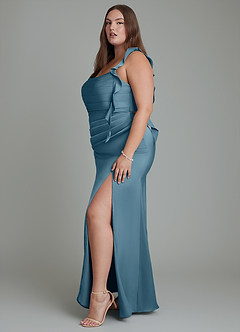 Azazie Jessamine Bridesmaid Dresses Bermuda Sheath Corset Stretch Satin Dress image13