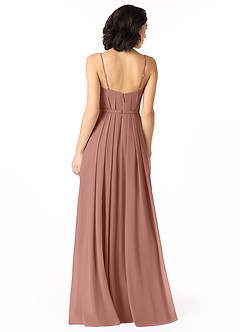 Azazie Everest Final Sale Terracotta A-Line Pleated Chiffon Dress image2