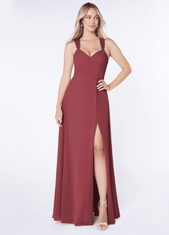 Azazie Jane Final Sale Matcha A-Line V-Neck Pleated Chiffon Dress image1