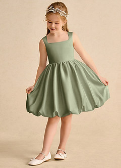 Azazie Nirvana Robe Demoiselle D'honneur Fillette Robe Princesse en Mat Satiné Rayé Pistache image3