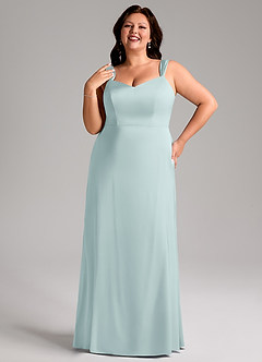 Azazie Denice Robes de demoiselle d'honneur Robe Fourreau en Satin extensible Plissée Brume image10