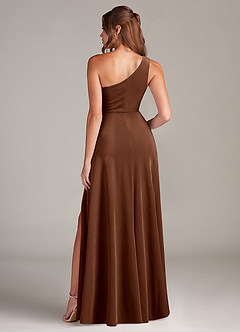 Azazie Brooke Bridesmaid Dresses Umber A-Line One Shoulder Velvet Dress image5