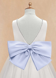 Azazie Seline Flower Girl Dresses Ivory Lavender A-Line Bow Tulle Dress image9