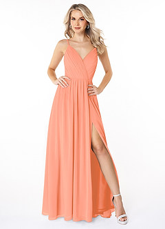 Azazie Gracie Bridesmaid Dresses Sunset A-Line Pleated Chiffon Dress image1