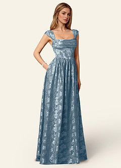 Briar Dusty Blue Off-Shoulder Pleated Prom Dress image4