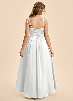 Azazie Jayden Junior Vestido Blanco de Satén Elástico de Corte en A con Plisado image2