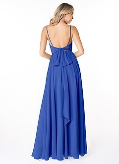 Azazie Gracie Bridesmaid Dresses Royal Blue A-Line Pleated Chiffon Dress image2