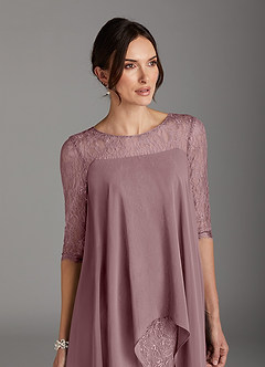 Azazie Flo Abiti per la Madre della Sposa Abito A-Line in Chiffon Pizzo Rosa Polverosa image2