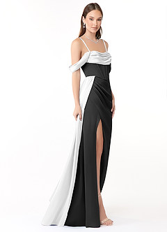 Azazie Amyra 신부 들러리 드레스 인어 오프 더 숄더 스트레치 새틴 바닥 길이 드레스 image6