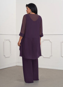 Azazie Maura Mère de la mariée Robes Robe Combinaison/Tailleur Pantalon en Mousseline de soie Paillettes Prune image7