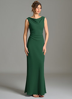 Azazie Kieryn Brautjungfernkleider Meerjungfrau-Linie Plissee Chiffon Kleid Dunkelgrün image5