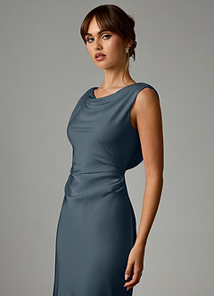 Azazie Kieryn Robes de demoiselle d'honneur Robe Sirène en Satin extensible Plissée Violet Crépusculaire image6