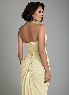 Azazie Nyra Robes de demoiselle d'honneur Robe Fourreau en Mousseline de soie Corset Sorbet Citron image2