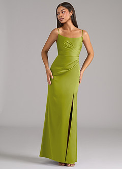 Azazie Marla Robes de demoiselle d'honneur Robe Fourreau Convertible en Satin extensible Bustier Citronnelle image7