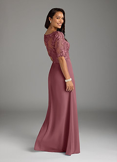 Azazie Amedeus Mother of the Bride Dresses Desert Rose A-Line V-Neck Lace Chiffon Dress image6