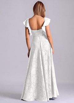 Azazie Leilani Robes de demoiselle d'honneur Robe Trapèze en Blumen-Burnout Encolure en Forme de Cœur Blanc image2