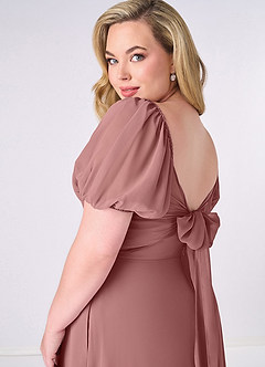 Barbie ♥ Azazie Bridesmaid Dresses Desert Rose A-Line Pleated Chiffon Dress image11