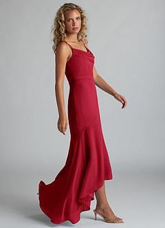Azazie Summer Bridesmaid Dresses Scarlet Mermaid Scoop Cowl Chiffon Dress image3