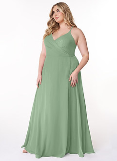 Azazie Davis Bridesmaid Dresses Matcha A-Line V-Neck Chiffon Dress image9