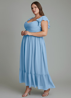 Azazie Anaya Bridesmaid Dresses Powder Blue A-Line Sweetheart Neckline Chiffon Dress image10