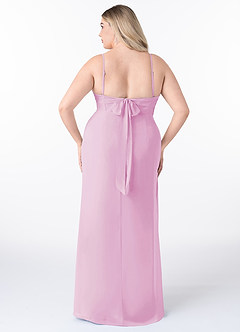 Azazie Mai Bridesmaid Dresses Candy Pink Sheath Pleated Chiffon Dress image8
