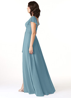 Azazie Omari Jurken voor bruidsmeisjes Jurk van Chiffon met A-Lijn Mystiek Blauw image3