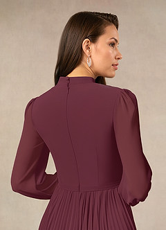Azazie Adellah vestidos de madre de la novia Vestido de Cabernet de Gasa de Corte En A con Plisado image4